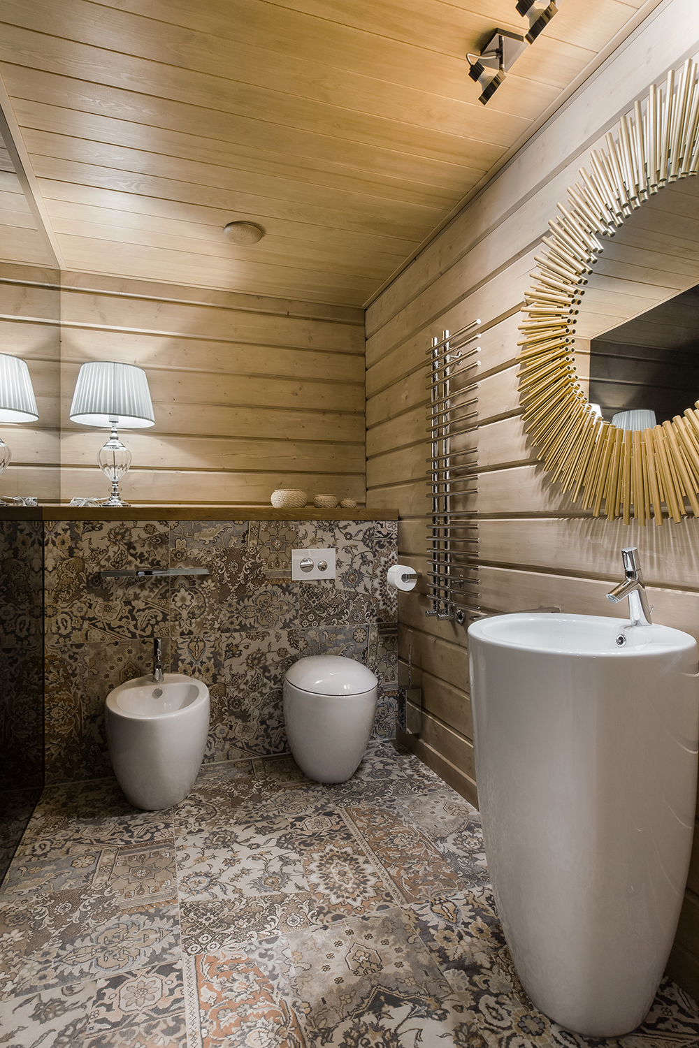 Фото интерьера, Санузел площадью 5 кв.м. в стиле Шале (Швейцария). Проект 8 - Охотничий дом, Автор проекта: Дизайнеры Наталия Сморгонская