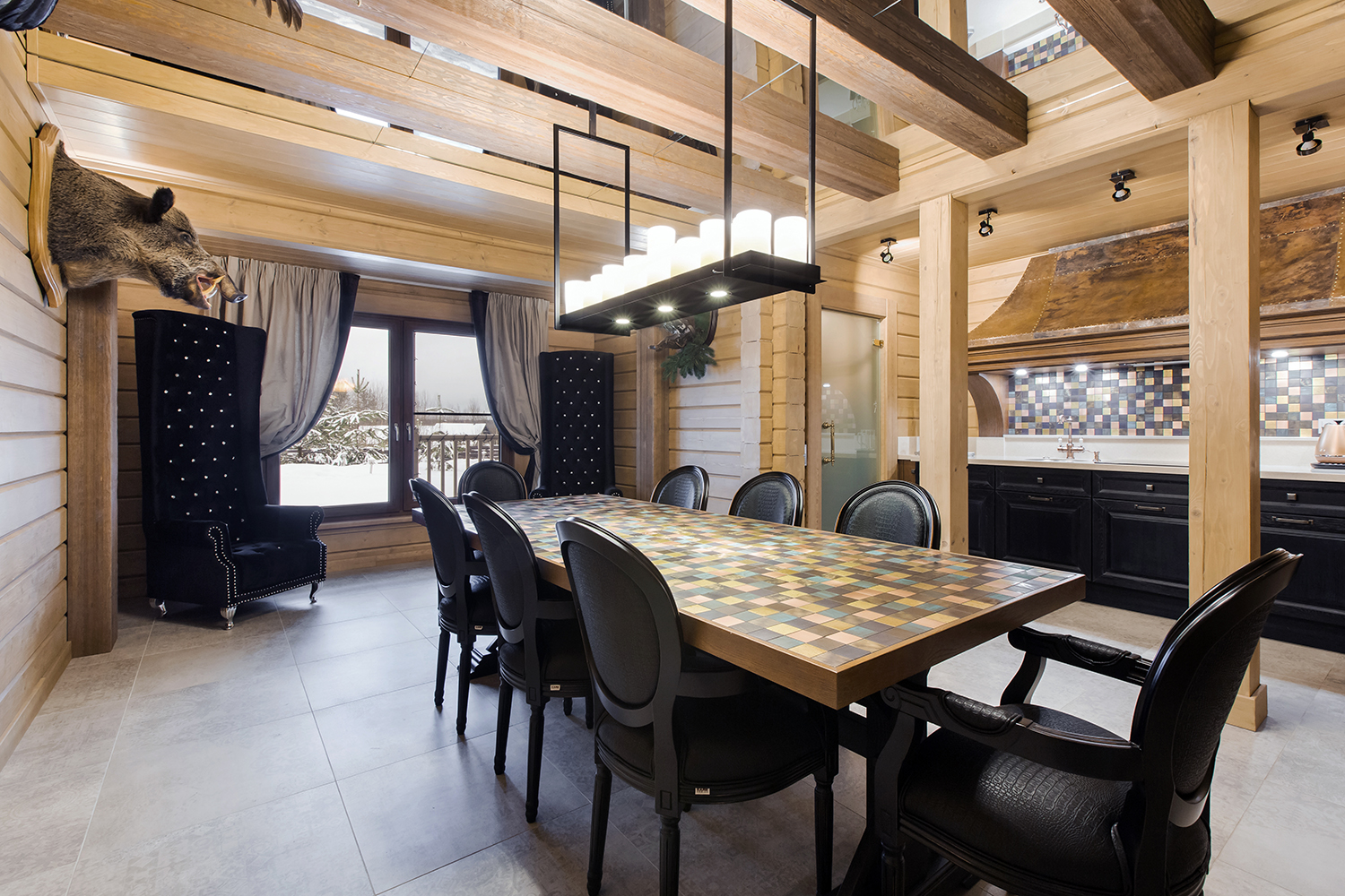 Фото интерьера, Комната отдыха площадью 30 кв.м. в стиле Шале (Швейцария). Проект 4 - Охотничий дом, Автор проекта: Дизайнеры Наталия Сморгонская