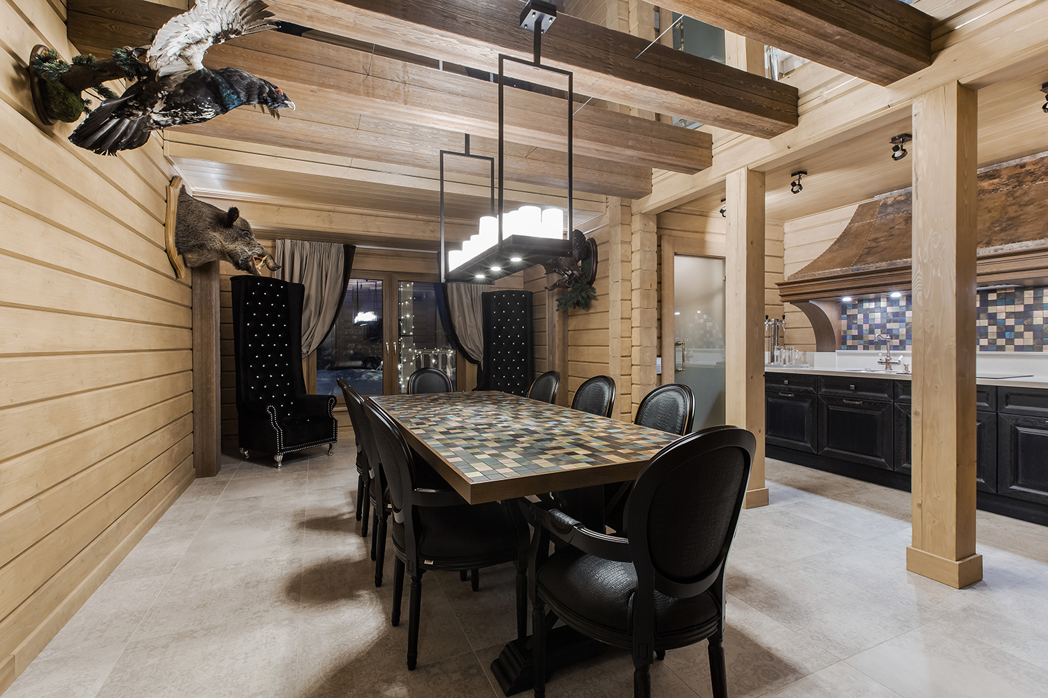 Фото интерьера, Комната отдыха площадью 30 кв.м. в стиле Шале (Швейцария). Проект 6 - Охотничий дом, Автор проекта: Дизайнеры Наталия Сморгонская