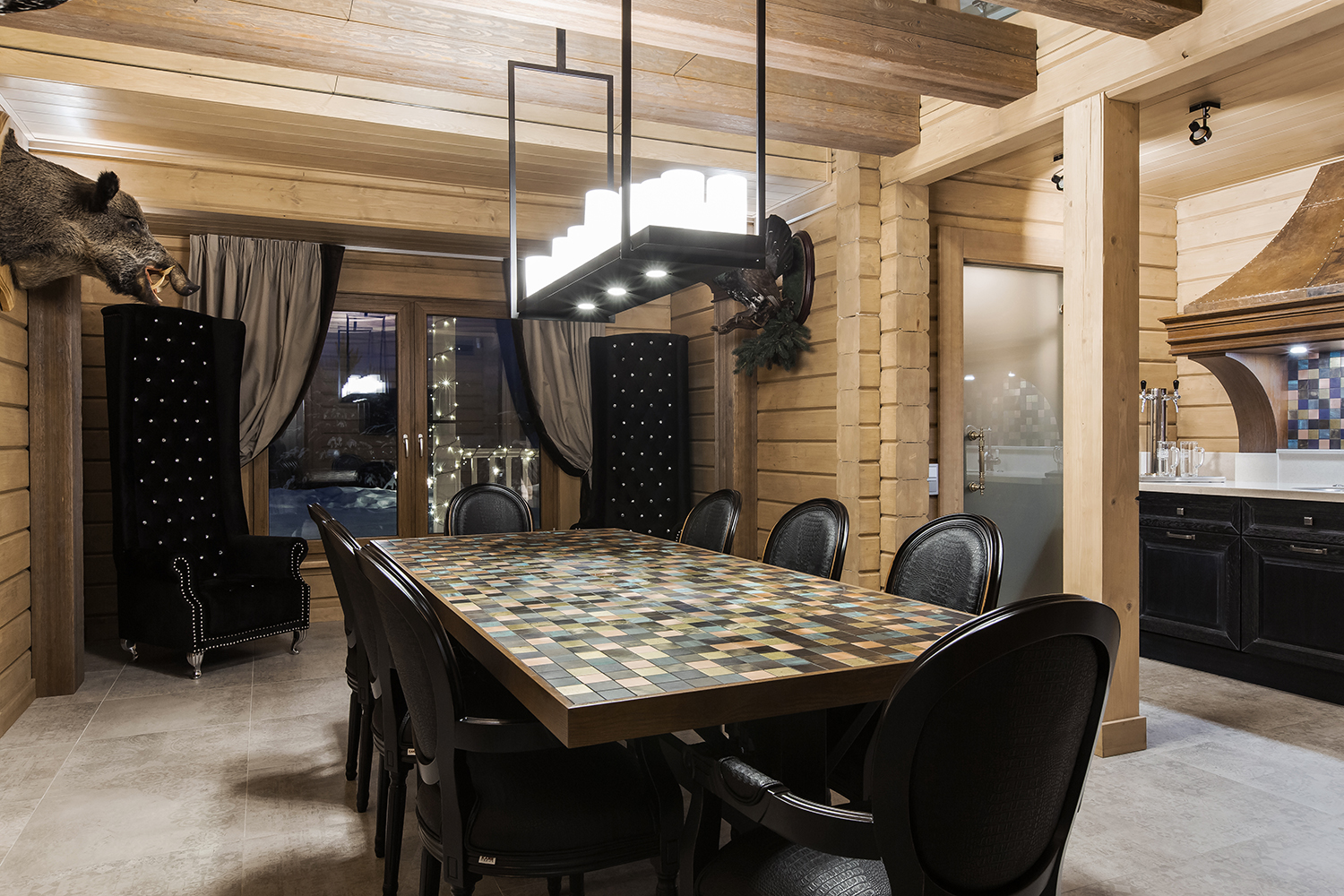 Фото интерьера, Комната отдыха площадью 30 кв.м. в стиле Шале (Швейцария). Проект 7 - Охотничий дом, Автор проекта: Дизайнеры Наталия Сморгонская