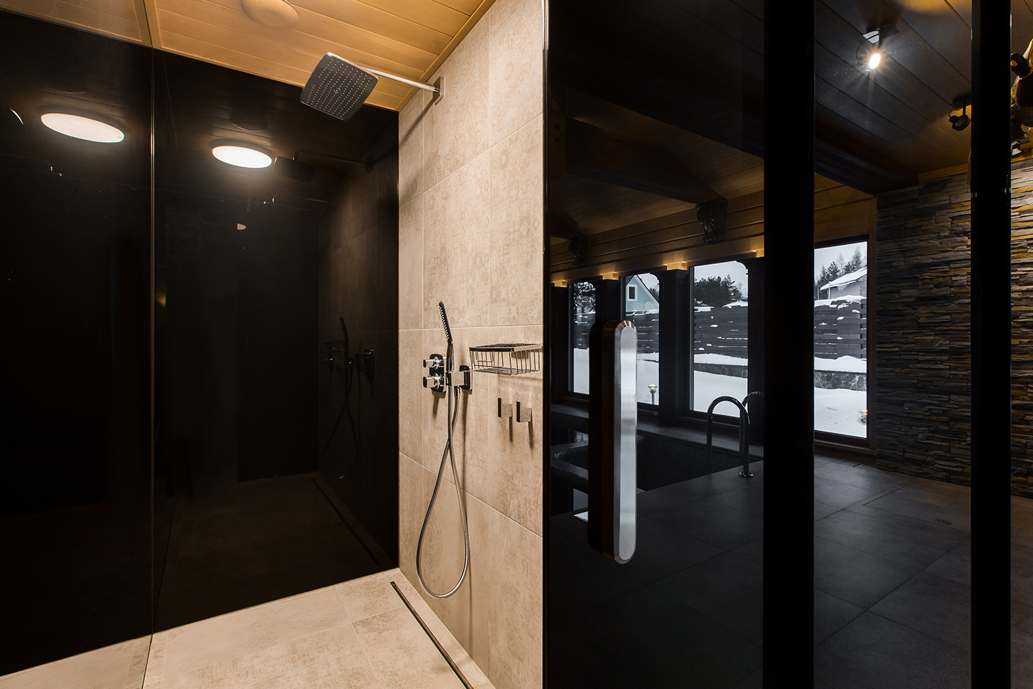 Фото интерьера, Душевая площадью 2 кв.м. в стиле Шале (Швейцария). Проект 17 - Охотничий дом, Автор проекта: Дизайнеры Наталия Сморгонская