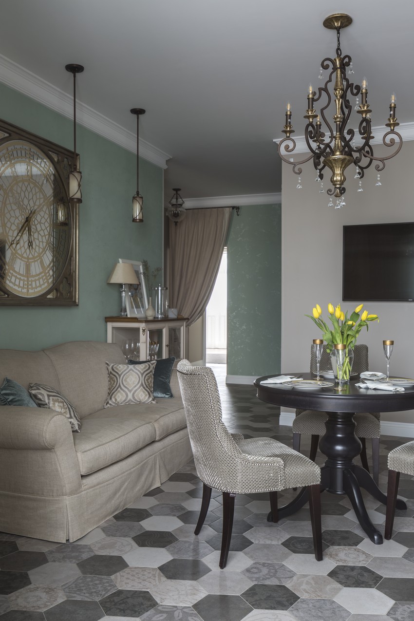 Фото интерьера, Гостиная, кухня, столовая площадью 23 кв.м. Проект Квартира в ЖК Маршал - Квартира в ЖК Маршал, Автор проекта: Дизайнеры Елена Маркина