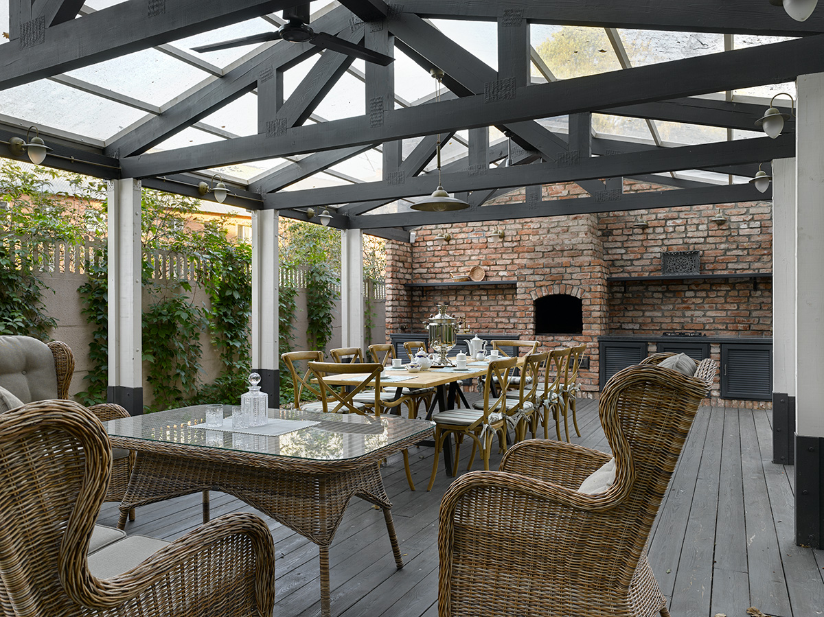 Фото дизайна, Беседка барбеккю в стиле Классическая, Дом в поселке Поведники Автор проекта: Дизайнеры Анна Разумеева-Смирнова