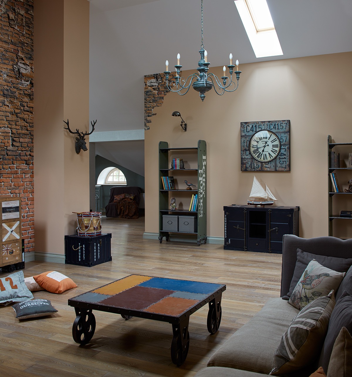 Фото интерьера, Мансарда площадью 64 кв.м. в стиле Лофт/промышленный стиль. Проект Дом в поселке Поведники - Дом в поселке Поведники, Автор проекта: Дизайнеры Анна Разумеева-Смирнова