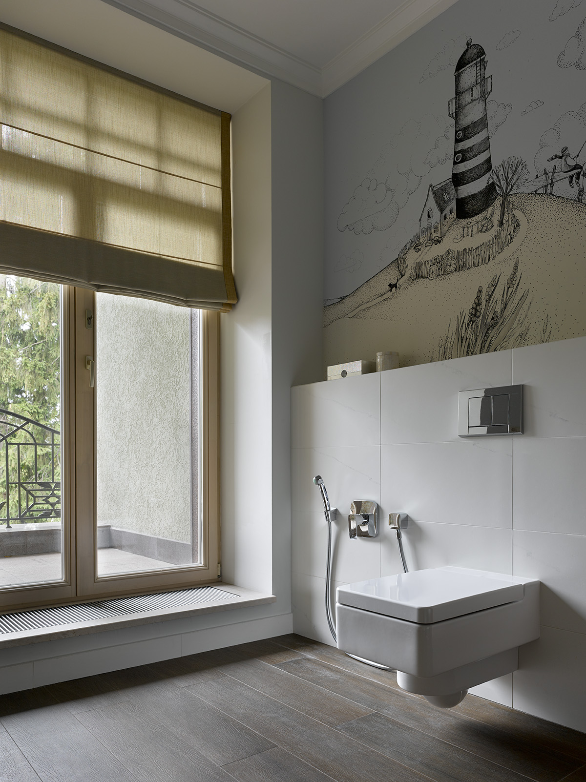 Фото интерьера, Санузел площадью 12 кв.м. в стиле Контемпорари (нейтральная стилистика). Проект Дом в поселке Поведники - Дом в поселке Поведники, Автор проекта: Дизайнеры Анна Разумеева-Смирнова