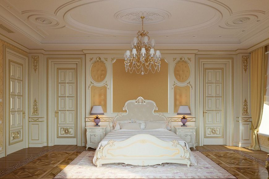 Уютный классический интерьер спальни от Mirt