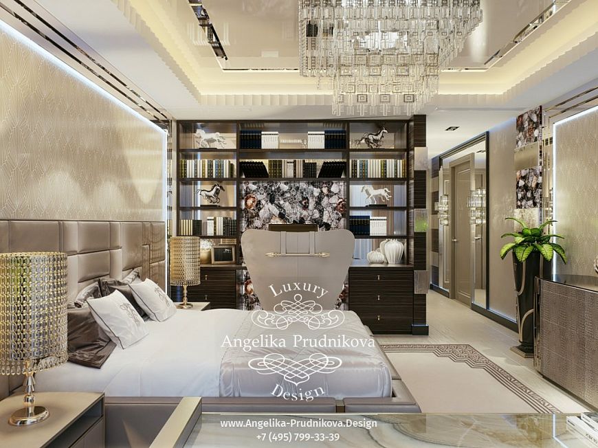 Дизайнпроект интерьера спальни с стиле ардеко в ЖК Москва Сити