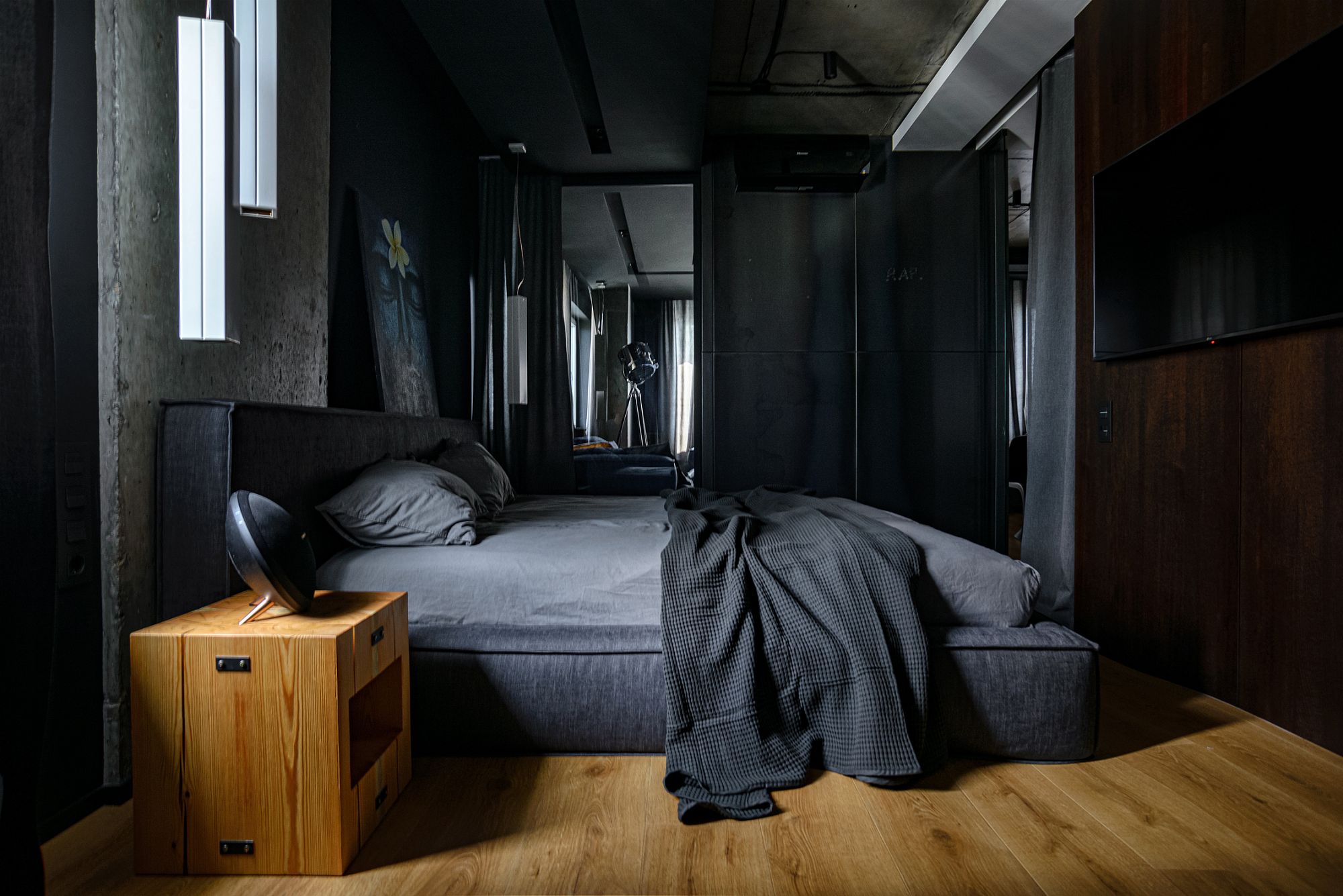 Фото интерьера, Спальня площадью 64 кв.м. в стиле Лофт/промышленный стиль. Проект Jetsman - JETSMAN, Автор проекта: Архитекторы Максим Павленко