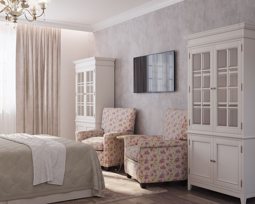 Спальная комната в современном классическом стиле